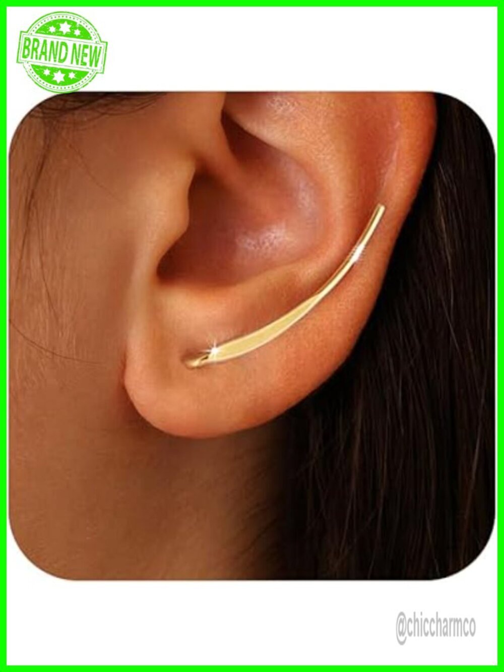 925 Sterling Silver Ear Climber Earrings Hypoallergenic Curved Bar Studs